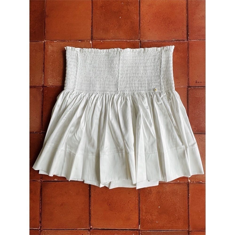 Sz S Natural Life White Smocked Waist Daisy Mini Skort EUC